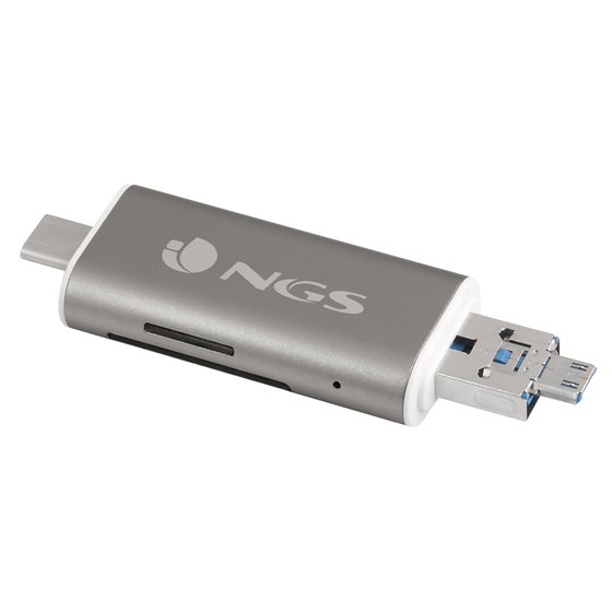 ALLYREADER lector de tarjeta USB/Micro-USB Gris, Blanco