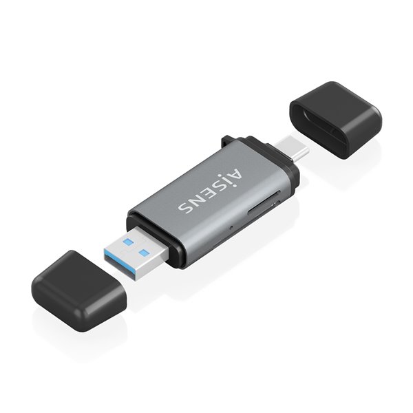 Lector de Tarjetas SD, Micro SD, MMC, RS-MMC, MMC Micro, USB-A y USB-C, Gris