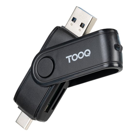 Lector de Tarjetas USB (USB-C 2.0 + USB A 3.0), SD/TF, Color Negro