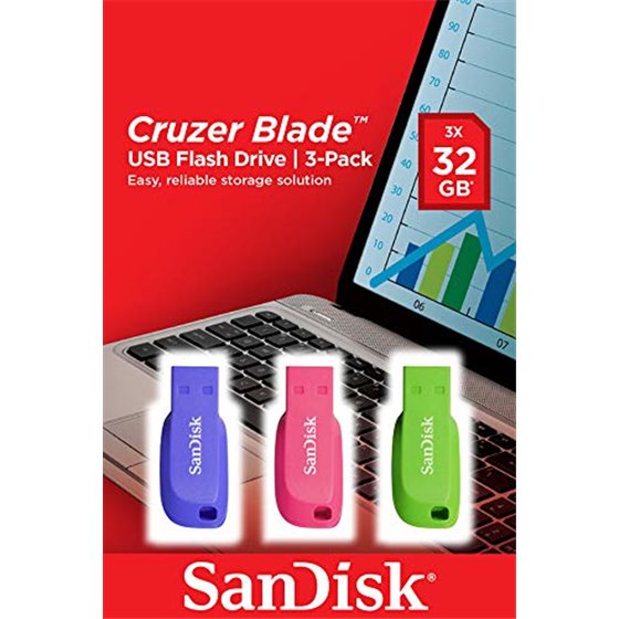 Cruzer Blade 3x 32GB unidad flash USB USB tipo A 2.0 Azul, Verde, Rosa
