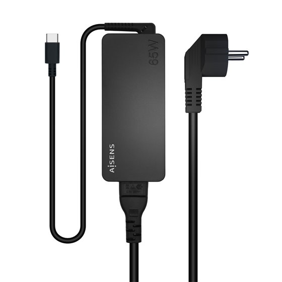 Cargador 65W PD3.0 1XUSB-C 1.8M, Negro