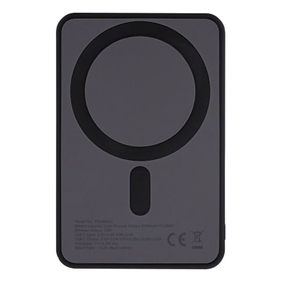 PBUMAG5 batería externa 5000 mAh Cargador inalámbrico Negro