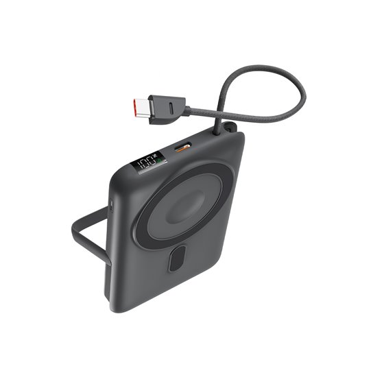 Powerbank 10.000 mAh, Carga Rápida 22,5W PD, Compatible MagSafe® y AppleWatch®, Soporte integrado, Gris