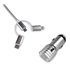 Cargador Coche 2xUSB Dual Car Charger Alum 2.4A + Cable 3 in 1 Silver