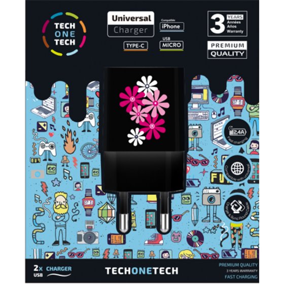 TEC2601 cargador de dispositivo móvil Smartphone Negro Corriente alterna Interior