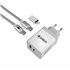 CARGADOR ULTRA RAPIDO 2xUSB DE PARED PD25W+QC3.0+Cable C to C y lightning Blanco