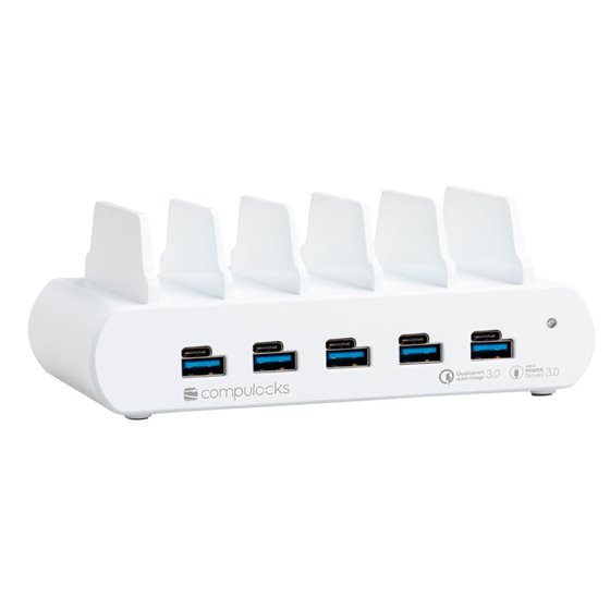 5 Ports USB Charging Dock Station Smartphone, Tableta Blanco Corriente alterna Interior