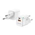 Cargador Gan 20W, 1xUSB-C PD3.0 QC4.0, 1xUSB-A QC3.0, Blanco