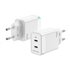 Cargador Gan 45W, 2xUSB-C PD3.0 QC4.0, Blanco