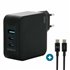 Charger 100W 2USB C 1USBA GaN cable 100W Portátil, Smartphone, Tableta Negro Corriente alterna Interior