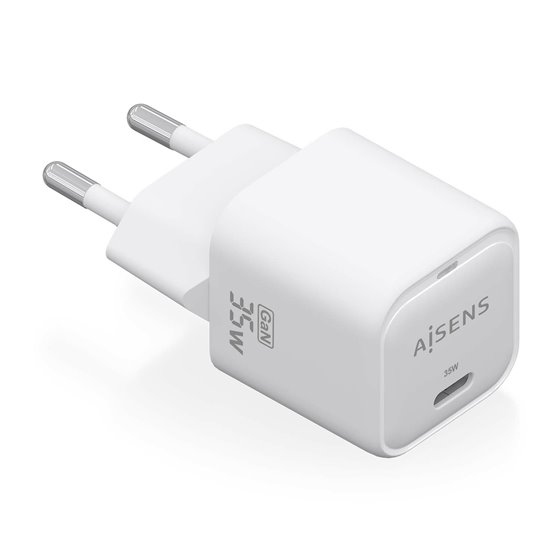 Cargador GaN 35W, 1xUSB-C PD3.0 QC4.0, Blanco