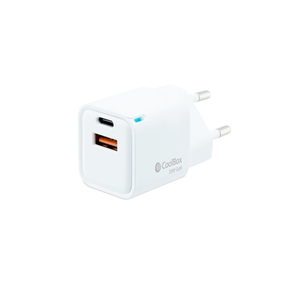 CARGADOR GAN 20W USB-C/USB-A PARED