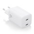 Cargador Gan 65W, 2xUSB-C PD3.0 QD4.0, Blanco