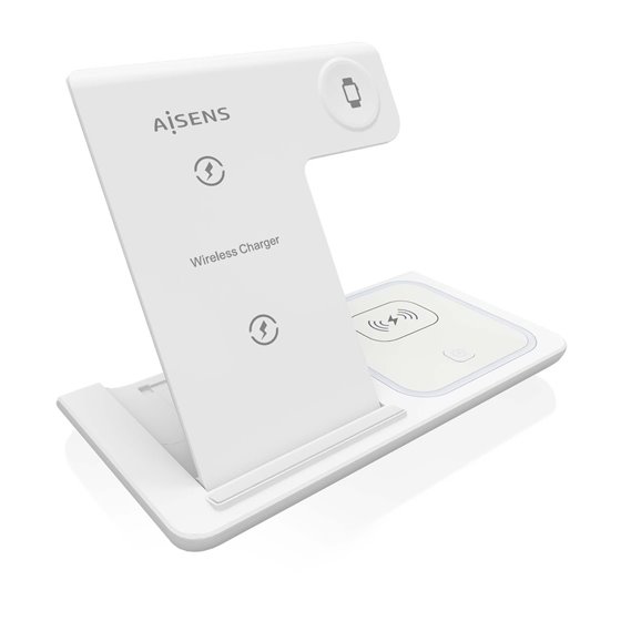 Cargador Inalambrico USB-C 3 En 1 De 15W Para Movil, Apple Watch, Ariculares Con Estuche De Carga, Blanco