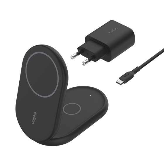 BoostCharge Auriculares, Smartphone Negro USB Cargador inalámbrico Carga rápida Interior