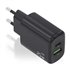 Cargador GaN 25W, 1xUSB-C PD3.0, 1xUSB-A QC3.0, Negro