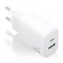 Cargador GaN 20W, 1xUSB-C PD3.0, 1xUSB-A QC3.0, Blanco