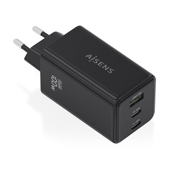 Cargador GaN 100W, 2x USB-C PD3.0 QC4.0 QC5.0, 1x USB-A QC3.0, Negro