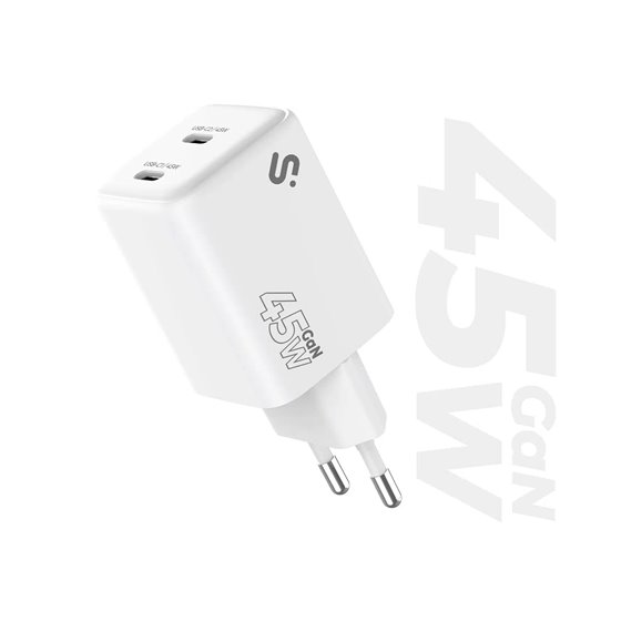 Cargador GaN 45W Doble USB-C