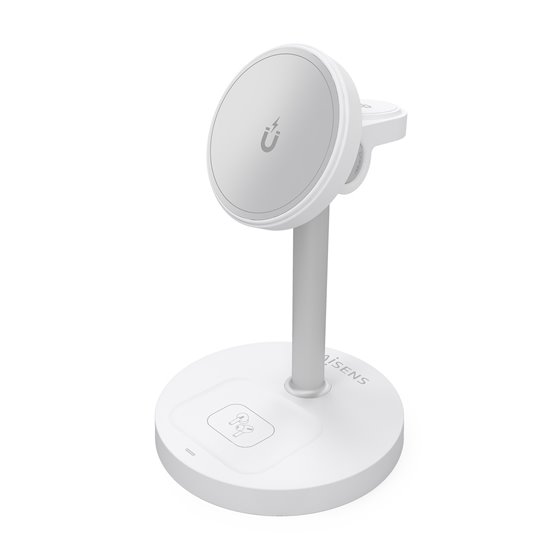 Cargador Inalambrico USB-C 3 en 1 De 15W Para Movil, Apple Watch, Auriculares Con Estuche De Carga, Blanco