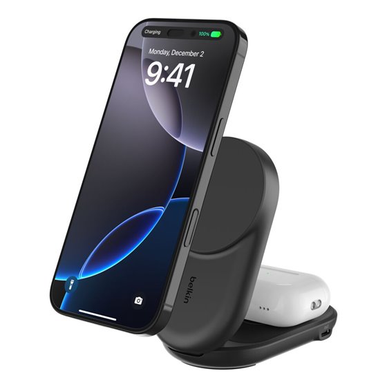 Qi2 Fitness tracker, Auriculares, Smartphone, Reloj inteligente Negro USB Cargador inalámbrico Carga rápida Interior
