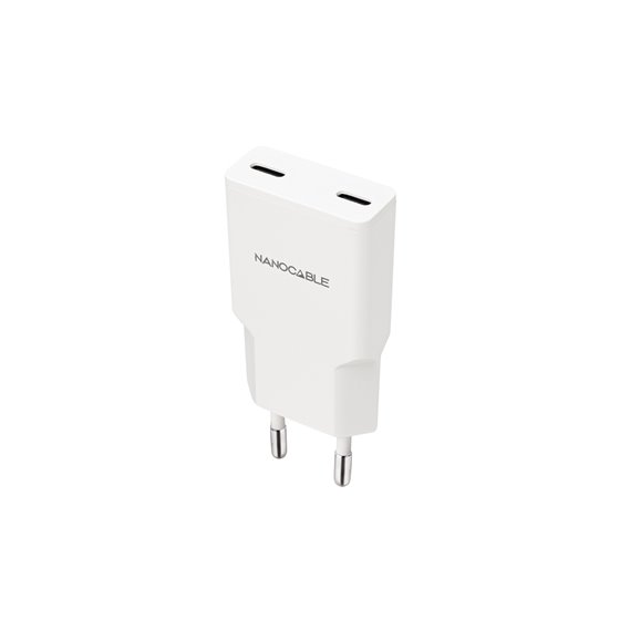 Cargador 2xUSB-C/PD 20W, Blanco