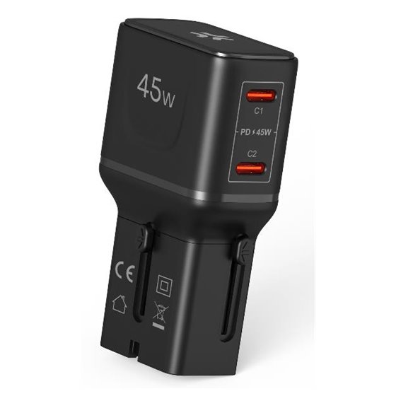 MULTIPLUGSL45W cargador de dispositivo móvil Auriculares, Smartphone, Tableta Negro Corriente alterna Carga rápida Interior