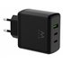 Cargador rápido GaN de 65W con 3 puertos (2 USB-C PD y 1 USB-A QC), diseño compacto