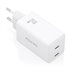 Cargador GaN 65W, 2xUSB-C PD3.0 QC4.0, Blanco