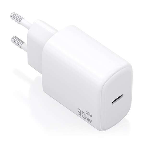 Cargador GaN 30W, 1xUSB-C PD3.0, Blanco