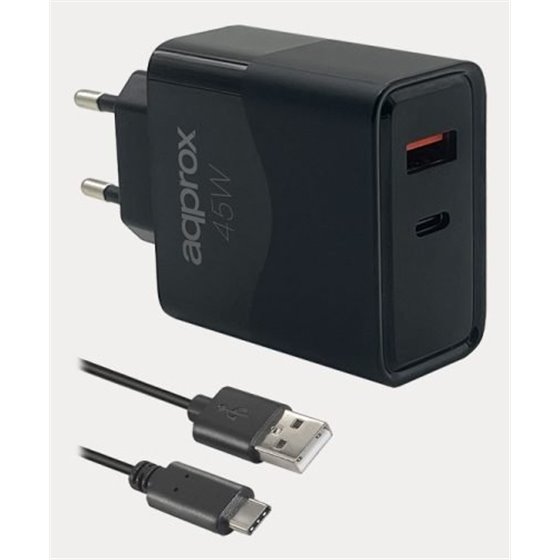 APPUSBWALL45W cargador de dispositivo móvil Universal Negro Corriente alterna Carga rápida Interior