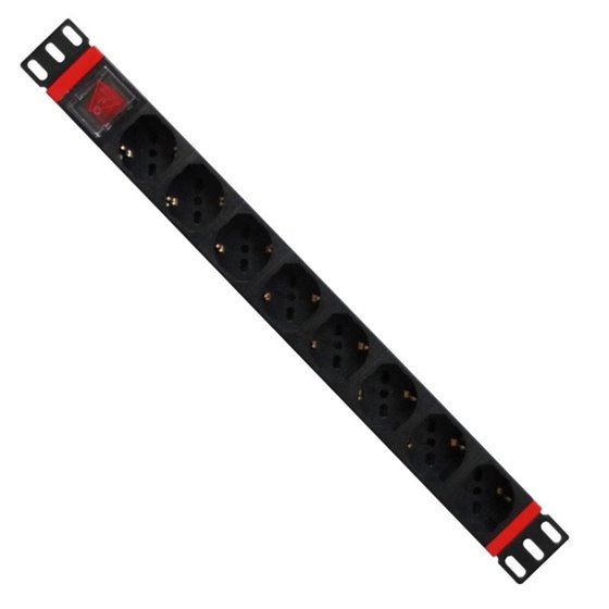 WPN-PDU-C01-08 unidad de distribución de energía (PDU) 8 salidas AC 1U Negro, Rojo