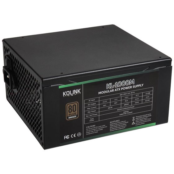 KL-1000M unidad de fuente de alimentación 1000 W 20+4 pin ATX Negro