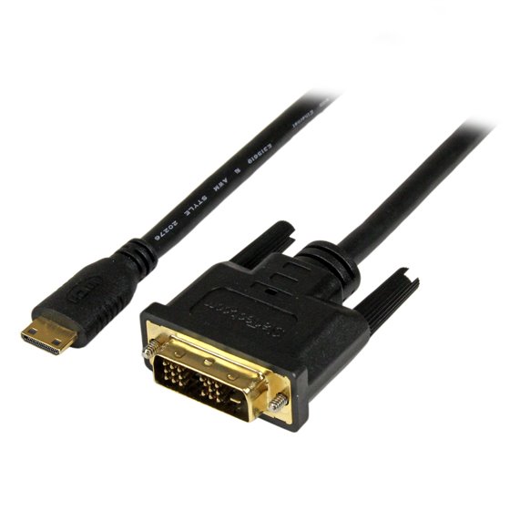 Cable de 1m Mini HDMI a DVI - Cable DVI-D a HDMI (1920x1200p) - Mini HDMI Macho de 19 Pines a DVI-D Macho - Cable Adaptador para