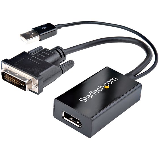 Adaptador DVI a DisplayPort Alimentado por USB - Conversor DVI a DisplayPort - Convertidor DVI-D a DP - 1920x1200