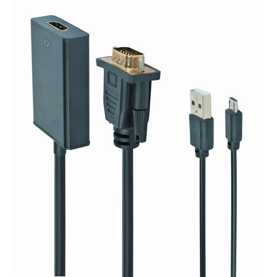 A-VGA-HDMI-01 adaptador de cable de vídeo 0,15 m HDMI tipo A (Estándar) VGA (D-Sub) Negro