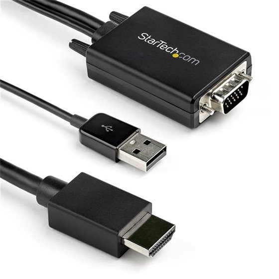Cable de 2m Adaptador VGA a HDMI - Alimentado por USB - 1080p