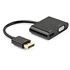 EC1457 adaptador de cable de vídeo DisplayPort HDMI + VGA (D-Sub) Negro