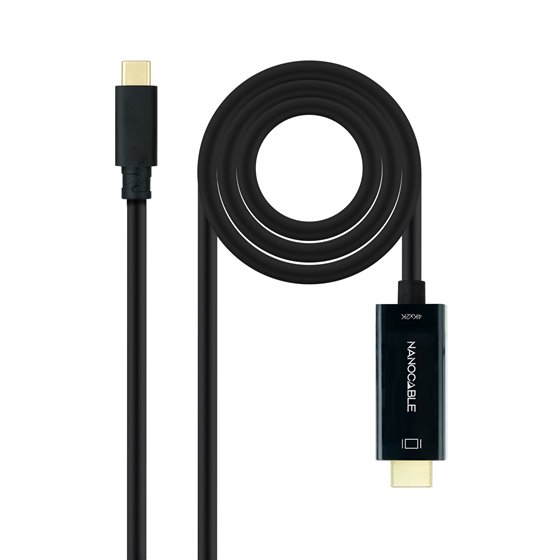 Cable Conversor USB-C a HDMI 1.4 4K@30HZ 1.8 m, Negro