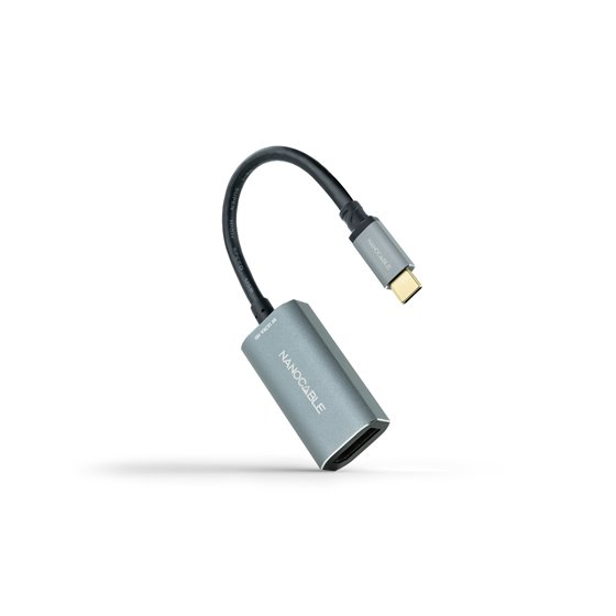 Conversor USB-C a DisplayPort 8K Aluminio, 15 cm, Gris