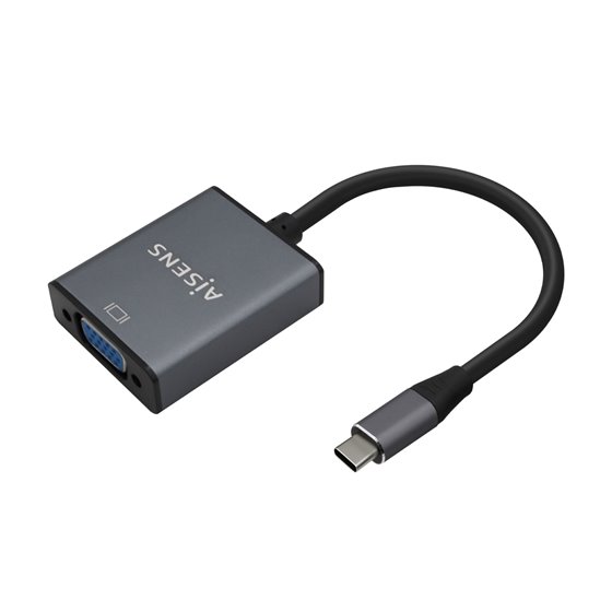 Conversor Aluminio USB-C a VGA, USB-C/M-HDB15/H, Gris, 15cm