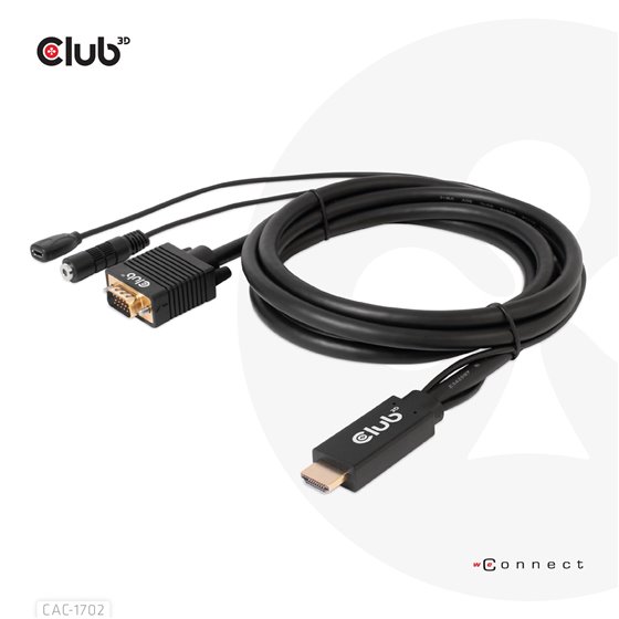 CAC-1712 adaptador de cable de vídeo 2 m VGA (D-Sub) + 3,5mm HDMI + Micro-USB Negro