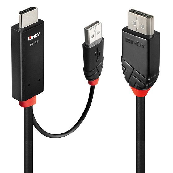 41500 adaptador de cable de vídeo 3 m HDMI + USB Type-A DisplayPort Negro