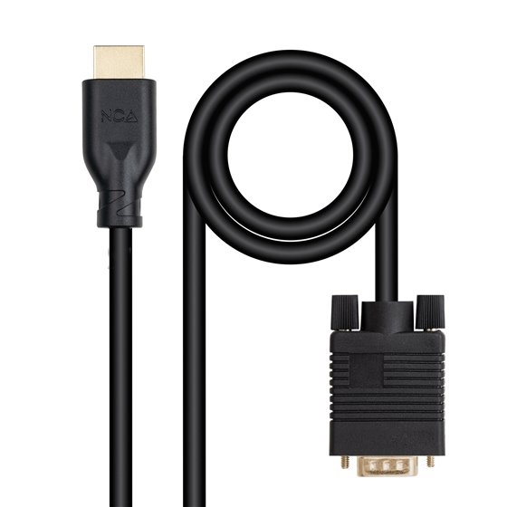 Cable conversor VGA/M a HDMI/M, Negro, 1.8m