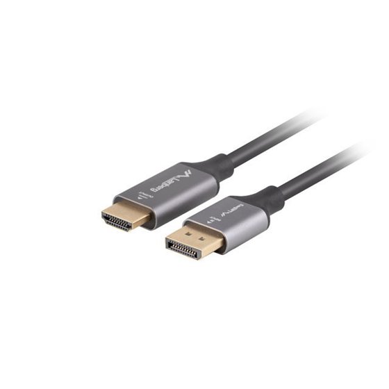 CA-DPHD-20CU-0010-BK adaptador de cable de vídeo 1 m DisplayPort HDMI tipo A (Estándar) Negro, Plata