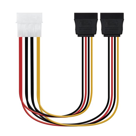 CABLE SATA ALIMENTACION 5.25"(MOLEX 4PIN)/M-2xSATA/H 20 CM