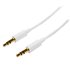 Cable 1m 1 metro Slim Delgado de Audio Estéreo Mini Jack Plug 3,5mm - Blanco - Macho a Macho