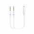 Cable Adaptador Audio Jack 3.5/H de 4 Pines a 2 Jack 3.5/M de 3 Pines, Blanco, 20 Cm