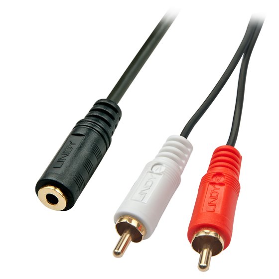 35677 cable de audio 0,25 m 2 x RCA 3,5mm Negro, Rojo, Blanco