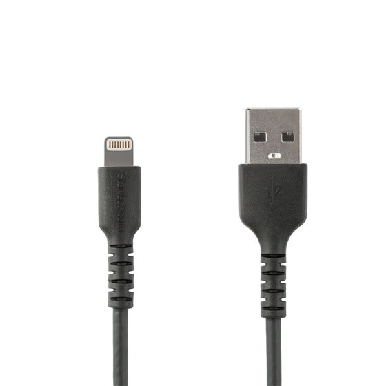 Cable Resistente USB-A a Lightning de 1 m Negro - Cable de Alimentación y Sincronización USB Tipo A a Lightning con Fibra de Ara